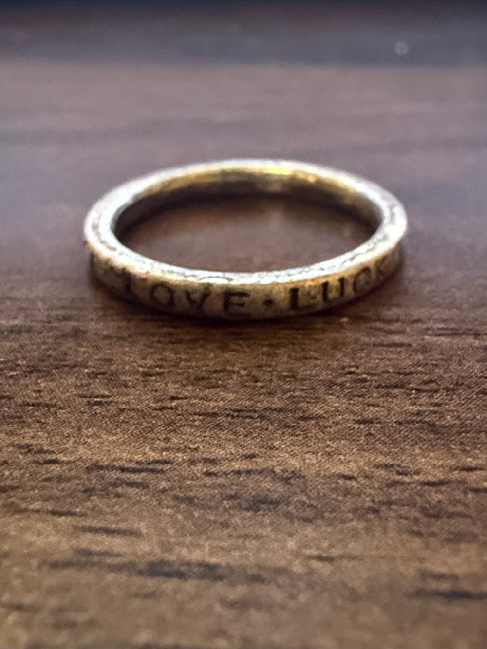 Lucky Brand - Love Luck Peace - Engraved Ring Size 7
